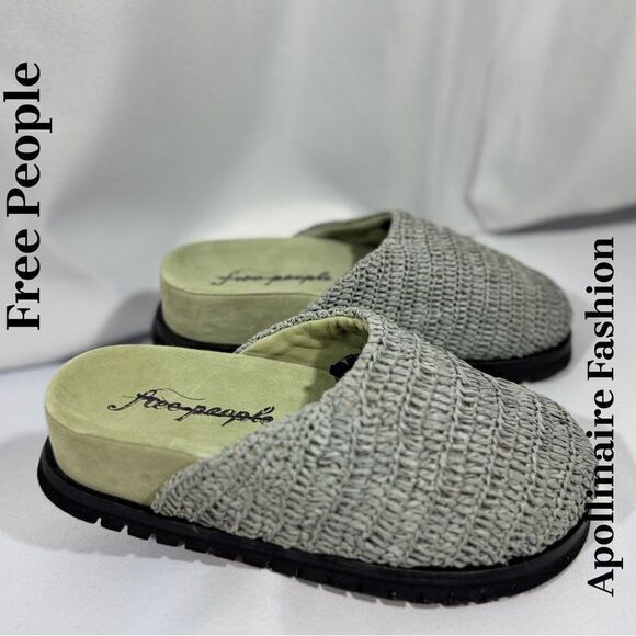 FREE PEOPLE MILO WOVEN MULES IN SAGE SIZE 9 NEW - Picture 3 of 6